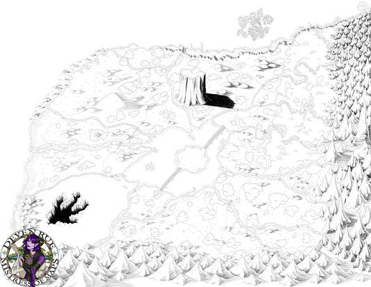 A black and white regional map.