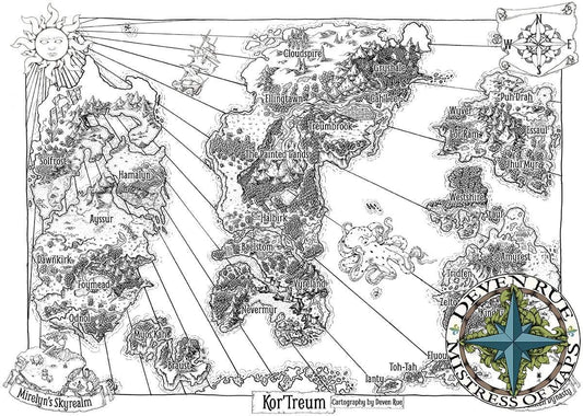 Kor'Treum Printed Map Prop Maps With text Deven Rue